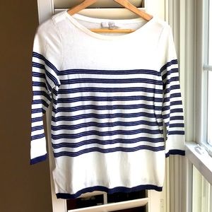 NWOT Loft Lightweight Navy & White Stripe Spring Summer Nautical Sweater XS
